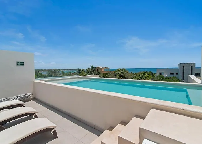 Apartment Aqua Two Bedroom Ocean View With Hot Tub 2 Min Walk To Akumal